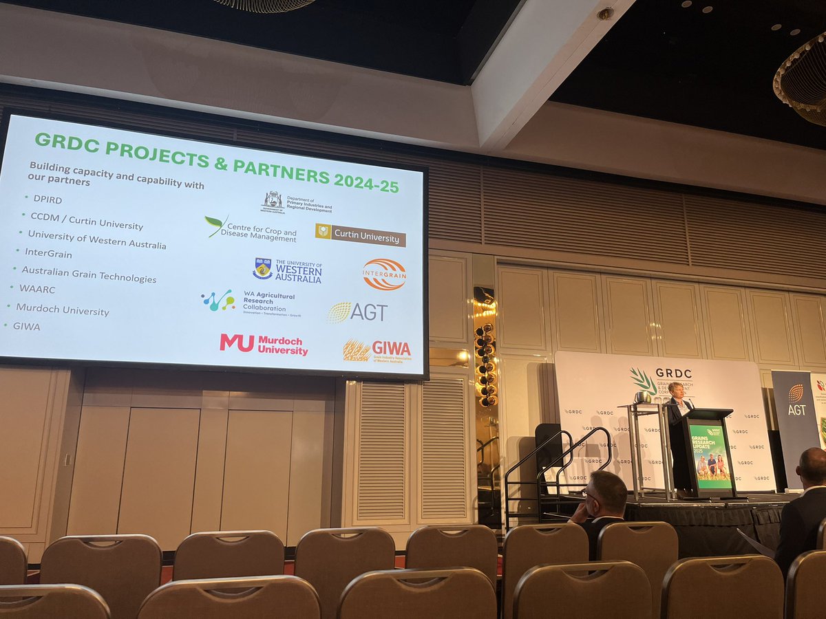Great start to the week at the <a href="/GRDCWest/">GRDC West</a> Grains Research Update in Perth. Always a great opportunity to catch up with industry &amp; hear <a href="/DPIRDbroadacre/">DPIRD Broadacre - WA Grains & Livestock</a> variety updates from the 2024 season.