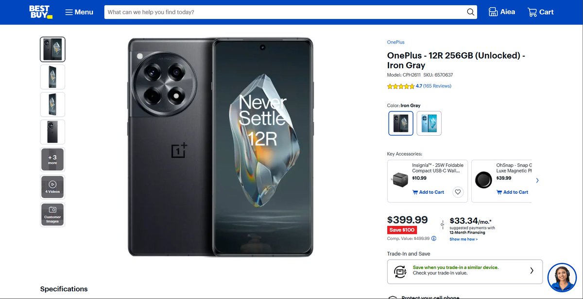TechKard's tweet image. The OnePlus 12R gets a permanent price cut as the OnePlus 13R arrives. 

Now at Best Buy, the 8GB model drops to $399, while the 16GB variant is $499. 

🔗 howl.link/6iy1bds9h445o

#OnePlus #OnePlus12R