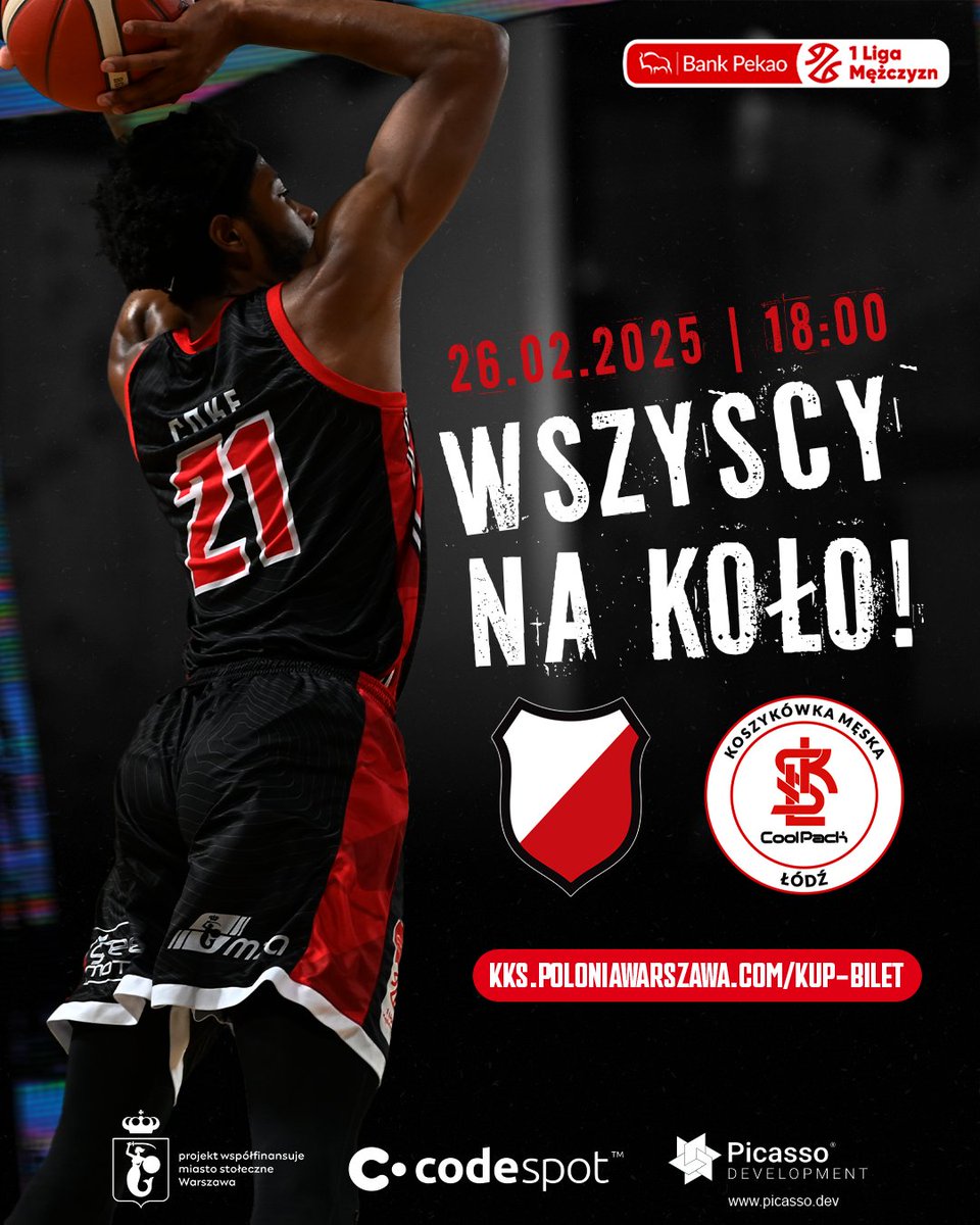 kkspolonia's tweet photo. Kibice, czas na zmiany! Od teraz zamiast „Jutro gramy” mówimy WSZYSCY NA KOŁO! 🏀💪

Wasze wsparcie będzie nam bardzo potrzebne – widzimy się jutro o 18:00 w Hali Koło! 🔥

🎟 Bilety wciąż dostępne na naszej stronie – nie zwlekaj, wypełnijmy trybuny i razem walczmy! 🖤❤️

➡ https://t.co/Wv13790qTK

#KKSPolonia #mstWarszawa, #miastoWarszawa, @warszawa 
Partnerem technicznym zespołu jest marka UFFO