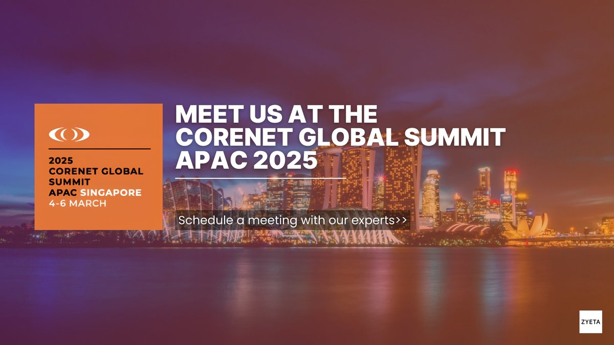 Join us at #CNG25Singapore to redefine corporate real estate! Connect with Zyeta’s leaders for innovative workplace solutions. Book a meeting 👉 lnkd.in/gK9UgcSC #WorkplaceDesign #FutureOfWork