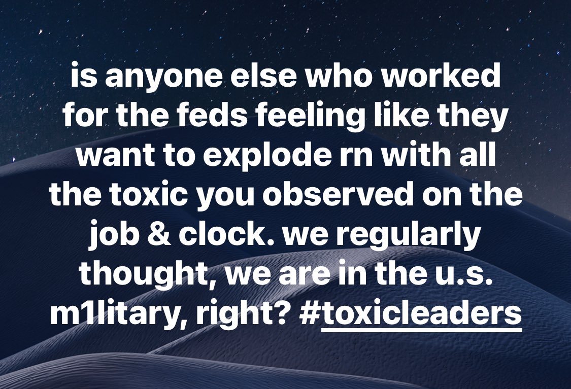 ftoxicpeople's tweet image. is anyone else who worked for the feds feeling like they want to explode rn with all the toxic you observed on the job &amp;amp; clock. we regularly thought, we are in the u.s. m1litary, right? #fraudwasteabuse #toxicleaders
