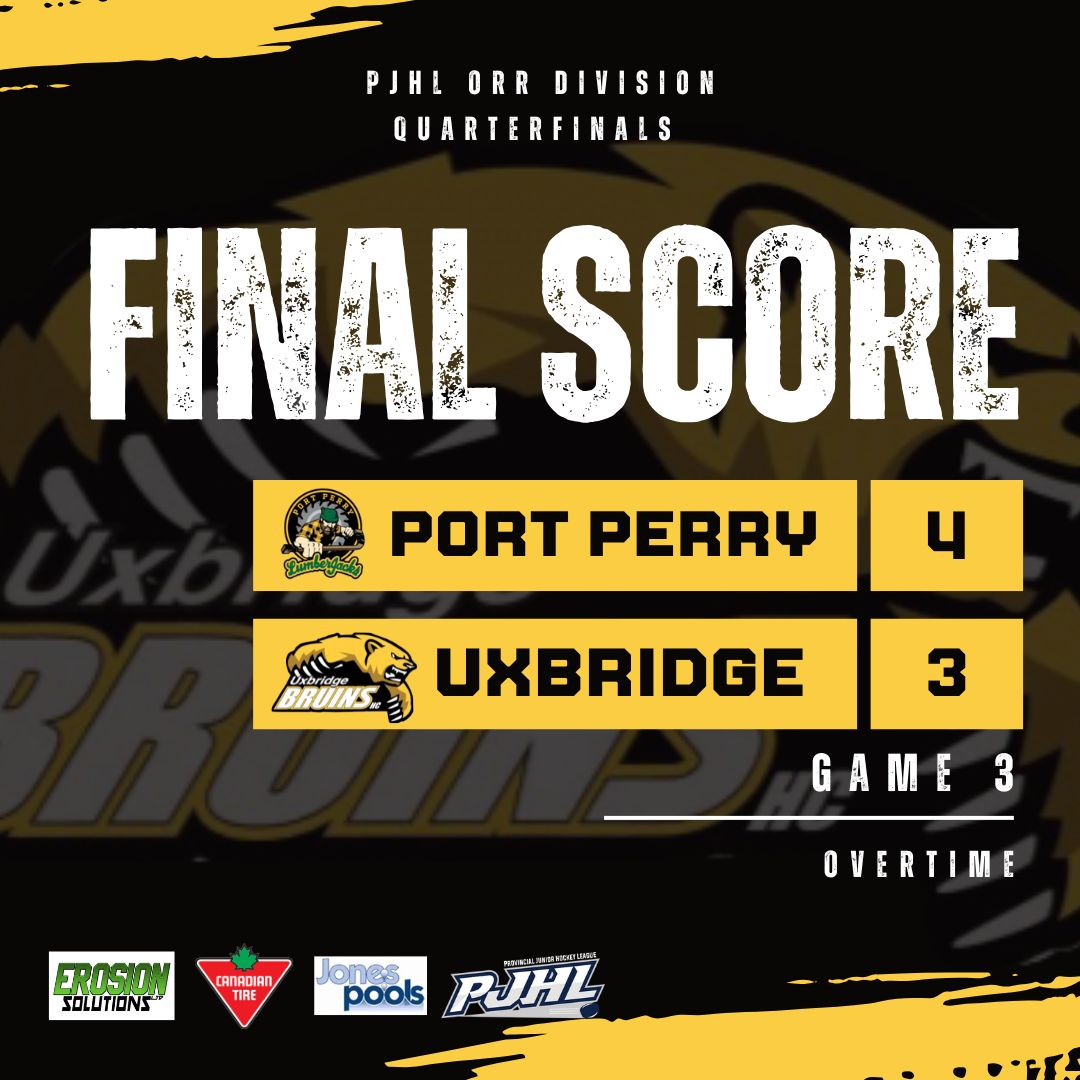 The Bruins will look to tie the series when the Orr Division quarterfinals shift back to Scugog Arena on Wednesday night for Game 4.