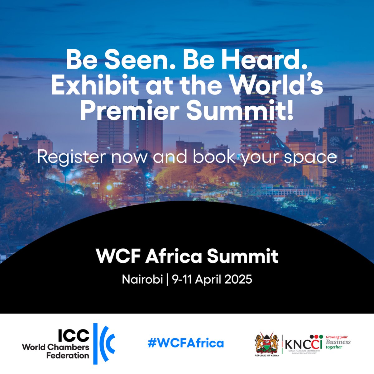 Kenya Chamber (@kenya_chamber) on Twitter photo 🌍 Your brand, products, ideas and innovation deserve the global spotlight. Book your exhibition space today at WCF Africa Summit!
Book Now: form.jotform.com/232103511484546
<a href="/iccwbo/">International Chamber of Commerce</a> <a href="/WorldChambers/">World Chambers</a> <a href="/kenya_chamber/">Kenya Chamber</a>, <a href="/ForeignOfficeKE/">State Department for Foreign Affairs | Kenya</a>
#WCF2025 #AfricaLeads #ChambersForGrowth 🌍 Your brand, products, ideas and innovation deserve the global spotlight. Book your exhibition space today at WCF Africa Summit!
Book Now: form.jotform.com/232103511484546
<a href="/iccwbo/">International Chamber of Commerce</a> <a href="/WorldChambers/">World Chambers</a> <a href="/kenya_chamber/">Kenya Chamber</a>, <a href="/ForeignOfficeKE/">State Department for Foreign Affairs | Kenya</a>
#WCF2025 #AfricaLeads #ChambersForGrowth