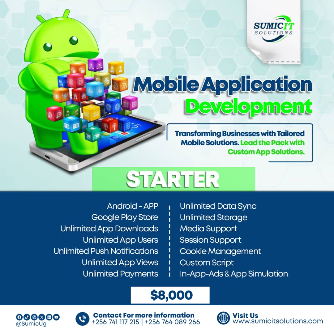 Oliveria53798's tweet photo. @LuckyMbabazi ✅ Transform your business with @SumicUg's mobile app development packages.

Choose 👇
➡️ Starter for Android 
➡️ Advanced for iOS, or
➡️ Pro for dual-platform power.

Start your journey today! #VisitSumic

Explore Sumic Today ⬇️ 
https://t.co/SaSy4Sr02H
#SumicIsOpen https://t.co/jxWpgM6jzh