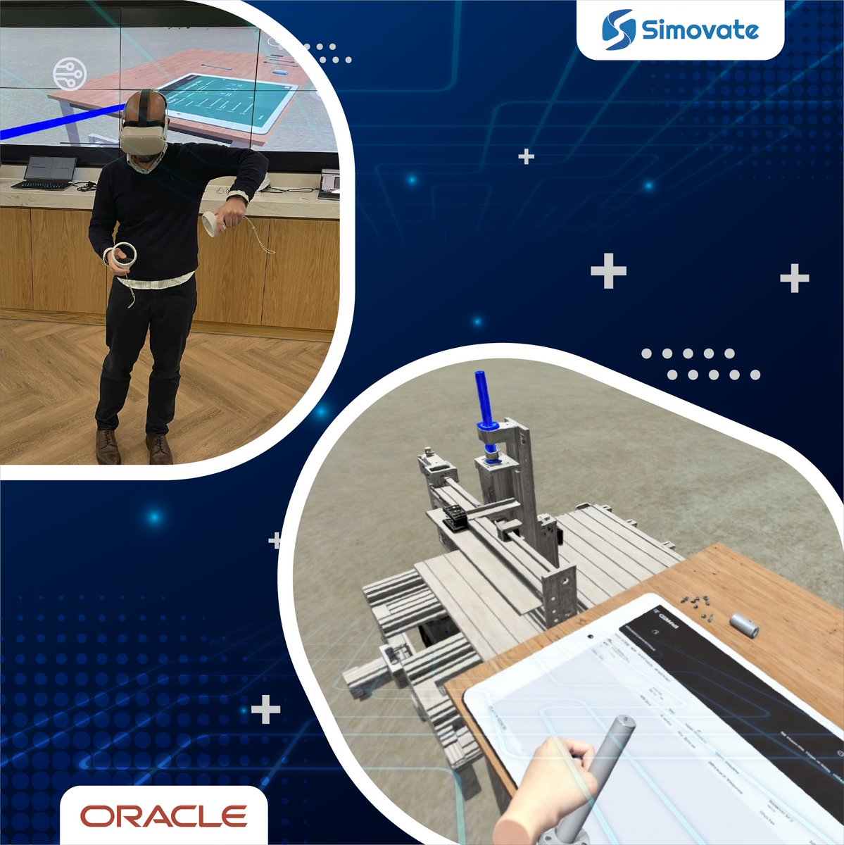 simovate's tweet image. Transforming Industry with Virtual Reality! 🔹
We are proud to announce that our SimoVR: Virtual Reality-Based Maintenance, Repair, and Assembly application has been deployed at Oracle’s Industry Innovation Lab in Reading, UK! 🚀#OracleIndustryLab #OnTheJobTraining #OHSTraining