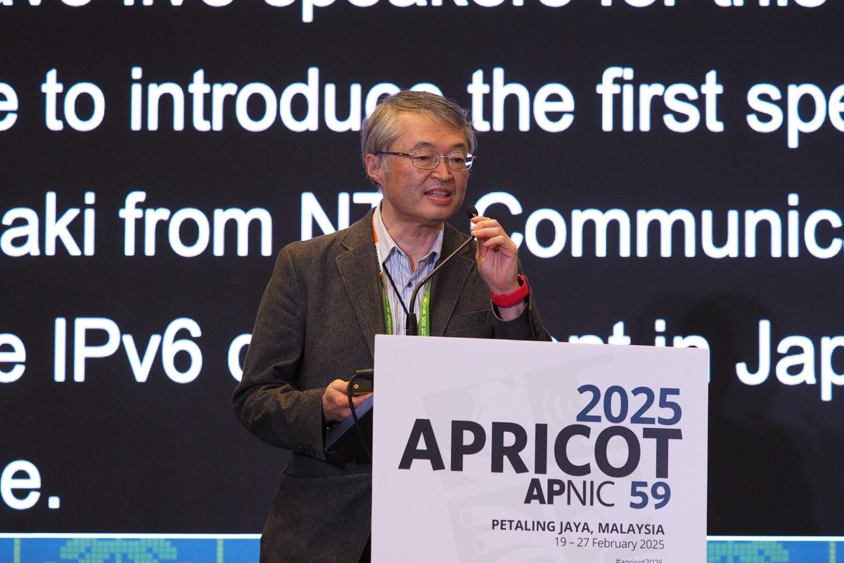 Milestone incoming! Japan's IPv6 capability sits at 49.2% currently, shares NTT's Tomohiro Fujisaki at #APRICOT2025: 2025.apricot.net/programme/prog…