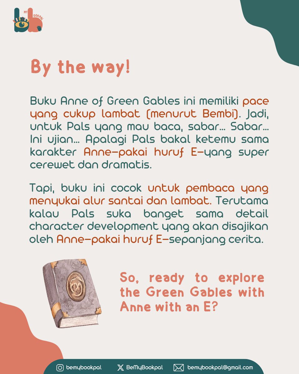 BeMyBookpal's tweet photo. Pakeeeeet— Betul, ini paket To-Be-Read baru untuk Pals yang butuh rekomendasi buku klasik yang santai dan in a sloooooow pace! 📚🔎

Here you go, a brief review of Anne (with an E, she is sort of sensitive with that) of Green Gables! 👒 https://t.co/Z3ZgmfVtFM