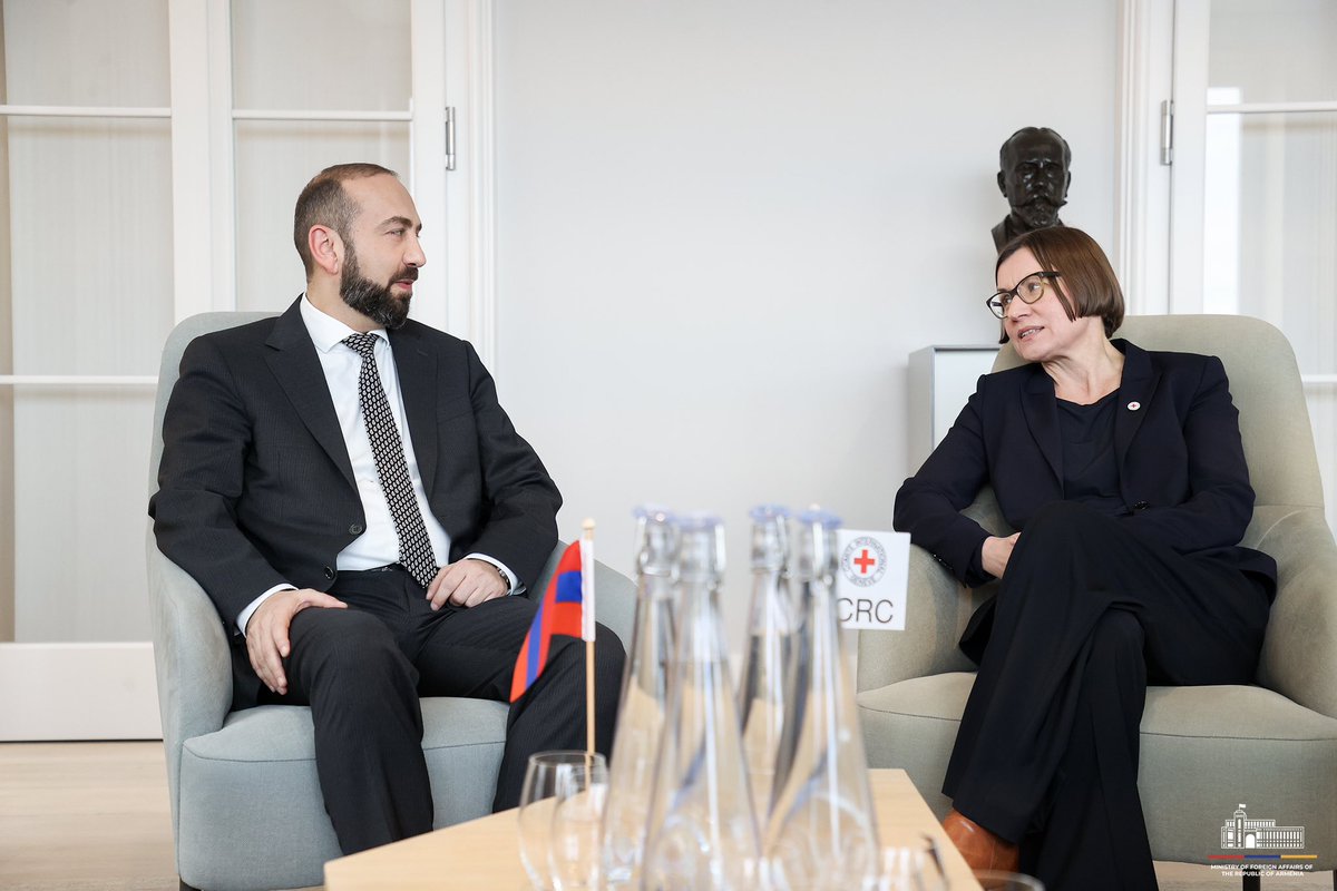 Ararat Mirzoyan (@araratmirzoyan) on Twitter photo Important engagement at <a href="/ICRC/">ICRC</a>, continuing the discussion w/President Mirjana Spoljaric Egger on #Armenia’s cooperation w/#ICRC as well as on humanitarian issues.
Raised the problem of the Armenian prisoners of war & civilians illegally detained in Azerbaijan, as well as the need Important engagement at <a href="/ICRC/">ICRC</a>, continuing the discussion w/President Mirjana Spoljaric Egger on #Armenia’s cooperation w/#ICRC as well as on humanitarian issues.
Raised the problem of the Armenian prisoners of war & civilians illegally detained in Azerbaijan, as well as the need