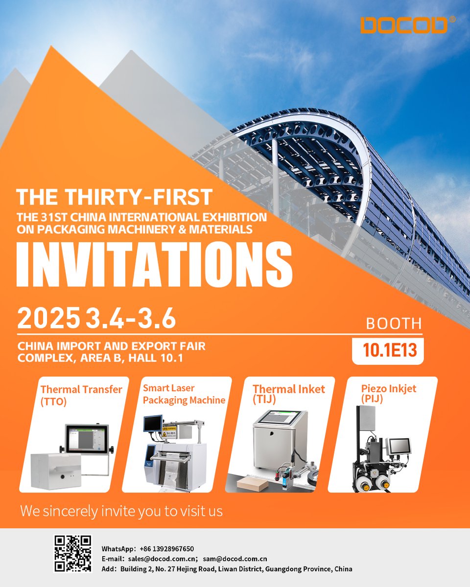 SamWong93417543's tweet image. What surprises will the new product have? We will reveal them at the exhibition 🧐 docod-group.com/en/ #DOCOD #Exihibition #Packaging #포장전시회 #Exposicióndeenvases #GuangzhouChina #Inkjetprinter