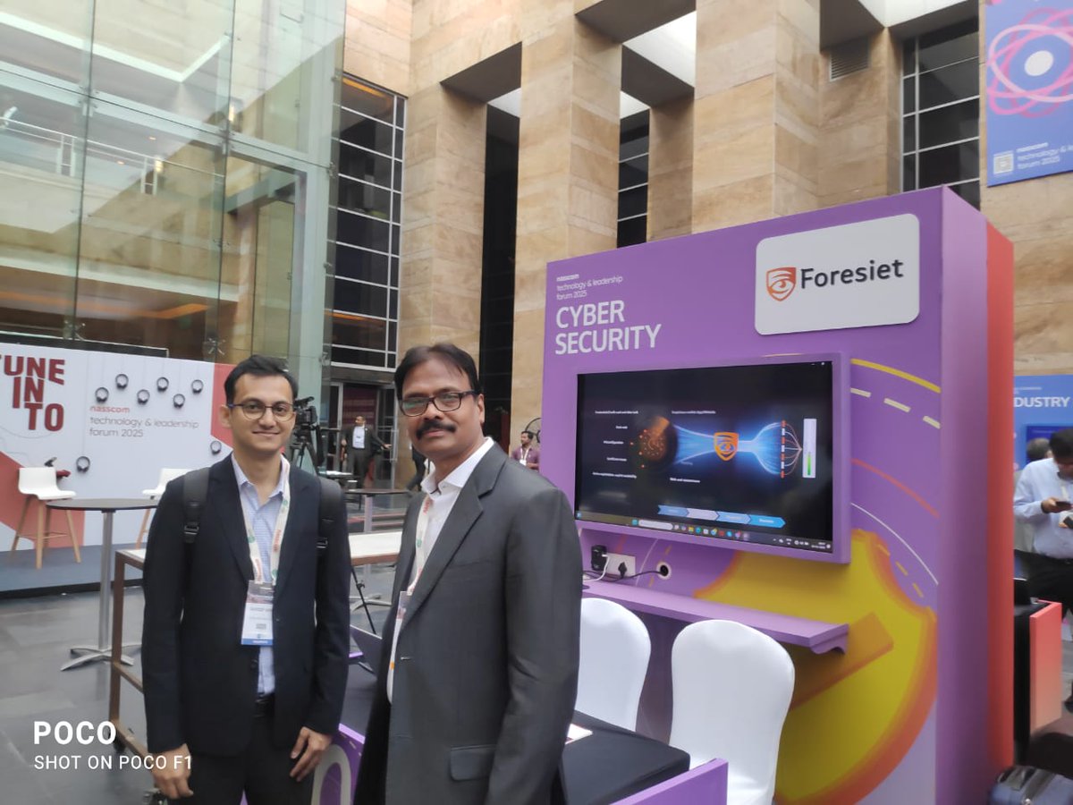 ForeSiet's tweet photo. In a world where cyber threats evolve faster than ever, awareness is the first line of defense.

At #NASSCOM, Rajkumar Balu from Foresiet is on a mission—connecting with industry leaders, exchanging insights, and showcasing how Foresiet Xtreme is revolutionizing #cybersecurity. https://t.co/tOmSVIIood