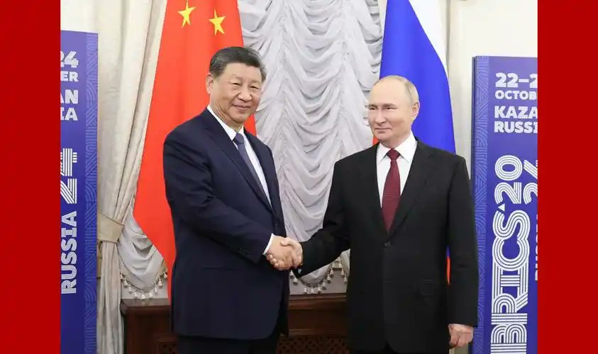 shandiannews's tweet photo. President #XiJinping and Russian President #VladimirPutin held a phone conversation, reiterating the long-term and strategic nature of bilateral ties and pledging that China-Russia relations will not be disrupted by external factors or any third party.(file photo) https://t.co/38eBxhuB0H