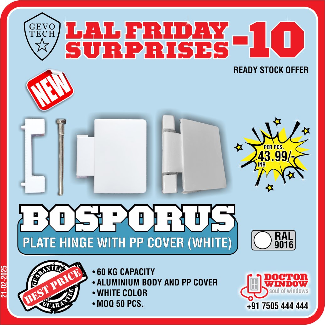 DOCTORWINDOW_IN's tweet image. GEVO TECH NOIDA COCKSPUR HANDLE
GEVO TECH STAR DOOR ADJUSTABLE ROLLER
GEVO TECH SATURN WINDOW ROLLER
GEVO TECH BOSPORUS PLATE HINGE WITH PP COVER (WHITE)

#handle #doorroller #windowroller #platehinge #doctorwindow #soulofwindow #fridayoffer #newoffer #door #hardware #window