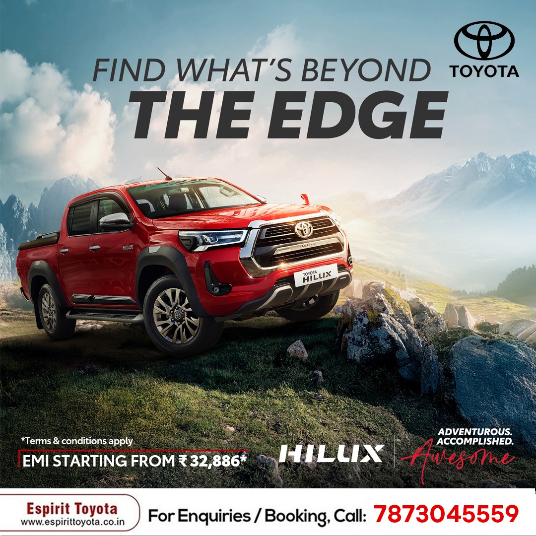 EspiritToyotaOd's tweet image. Adventure begins where the road ends.
Experience bold design, unmatched power, &amp;amp; rugged sophistication like never before. 
Book a test drive today!

#ToyotaHilux #ToyotaPickup #HiluxAdventure
.
Book now! EMI Starting at just ₹32,886*.

Book online: 🌐 espirittoyota.co.in