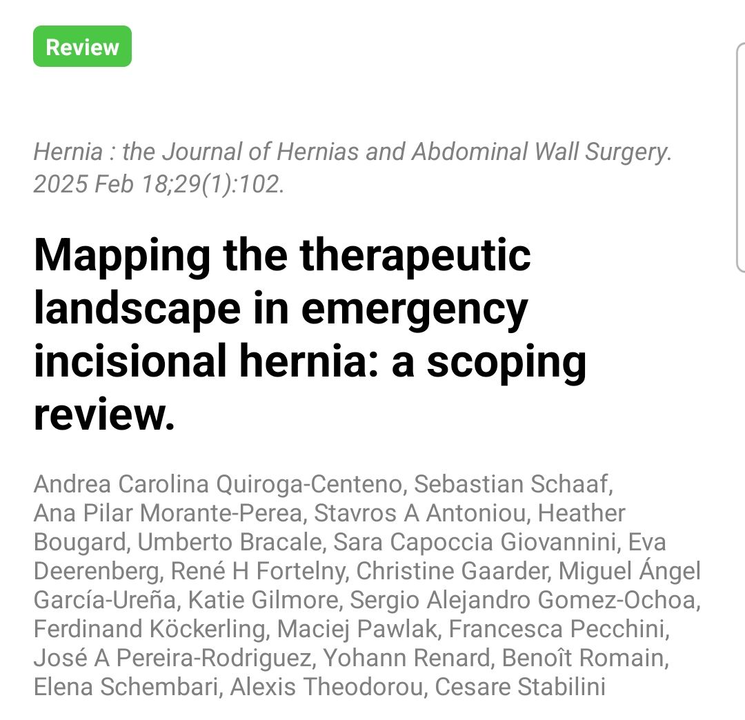 eurohernias's tweet photo. https://t.co/2HygagPMIT Mapping the therapeutic landscape in emergency #IncisionalHernia repair: a scoping review.
#HerniaSurgery #VHR #HerniaResearch https://t.co/m0mcbLiRjy
