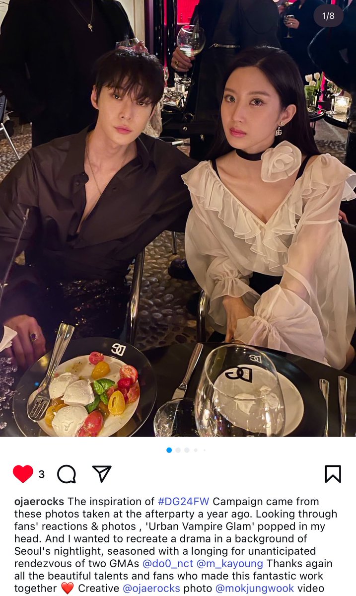 1년 전 애프터파티 때 팬들의 반응이나 찍은 사진들을 보고 'Urban Vampire Glam'이 머릿속에 떠오르셨다고! 그 영감을 DG24FW 캠페인에서 예상치 못한...