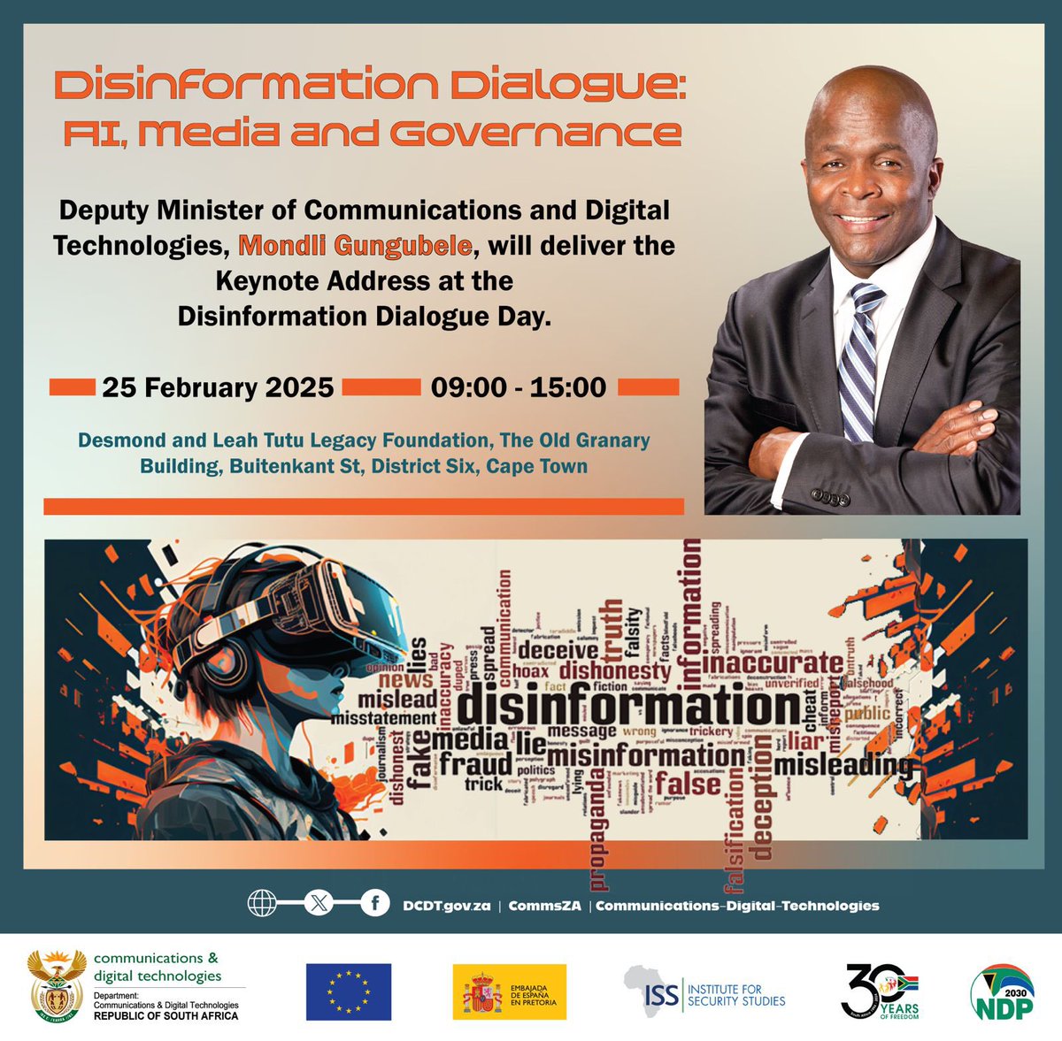 Dept of Communications & Digital Technologies (@commsza) on Twitter photo Join us at the Disinformation Dialogue: AI, Media, and Governance today! Where Deputy Minister <a href="/MondliGungubel_/">Mondli Gungubele, MP</a> will deliver the keynote address. Let’s address the challenges of disinformation in the digital age.
#DisinformationDialogue #DigitalGovernance #AI Join us at the Disinformation Dialogue: AI, Media, and Governance today! Where Deputy Minister <a href="/MondliGungubel_/">Mondli Gungubele, MP</a> will deliver the keynote address. Let’s address the challenges of disinformation in the digital age.
#DisinformationDialogue #DigitalGovernance #AI