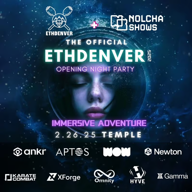 Aptos's tweet photo. 🎉  Official Opening Night Party hosted by @NolchaShows and @EthereumDenver, co-sponsored by Aptos Foundation!

📆  February 26 at 8 PM - 2 AM MST
📍  Temple Nightclub Denver

More info 🎟️ 👇 https://t.co/SaShkYg2V6