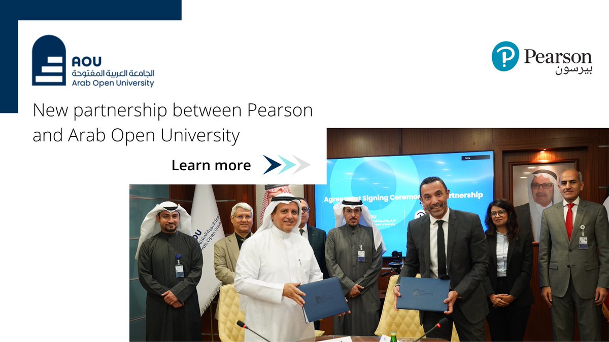 📢 We are delighted to announce a new three-year partnership with the Arab Open University <a href="/arabou_hq/">الجامعة العربية المفتوحة - المقر الرئيس</a>. We will collaborate to develop academic programs, improve the quality of #elearning and provide new educational solutions to support #student success.

spr.ly/6014LuYYk