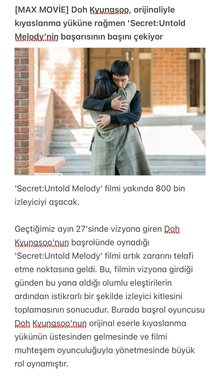 pinguuu15's tweet photo. [MAX MOVİE] #DohKyungsoo, orijinaliyle kıyaslanma yüküne rağmen 'Secret:Untold Melody’nin başarısının başını çekiyor
￼
Vizyona girdiği günden bugüne olumlu eleştirilerle istikrarlı şekilde izleyici kitlesini artıran filmin başarısının en büyük sebebi #Kyungsoo’nun oyunculuğudur https://t.co/HJlw7LKxcu