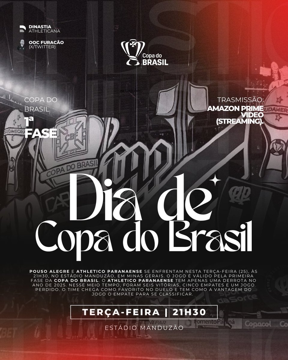 O 1º GRANDE DESAFIO DE 2025! @copadobrasilcbf! 🇧🇷

Vamos juntos!
#athletico #dinastiathleticana #copadobrasil #cbf