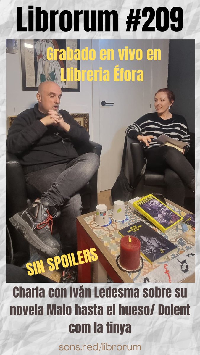 🎧 Ya tenéis disponible el nuevo episodio de Librorum #podcast, en <a href="/SonsPodcasts/">Sons Podcasts</a> y en todas partes:  
📚 #209 MALO HASTA EL HUESO/DOLENT COM LA TINYA, <a href="/Ivanledesma/">Ivan Ledesma</a> 
(CHARLA CON EL AUTOR GRABADA EN VIVO EN LLIBRERIA ÉFORA)
<a href="/LibrorumPodcast/">librorum_podcast</a> <a href="/ObradorEd/">Obrador editorial</a> 
sons.red/librorum/2025/…