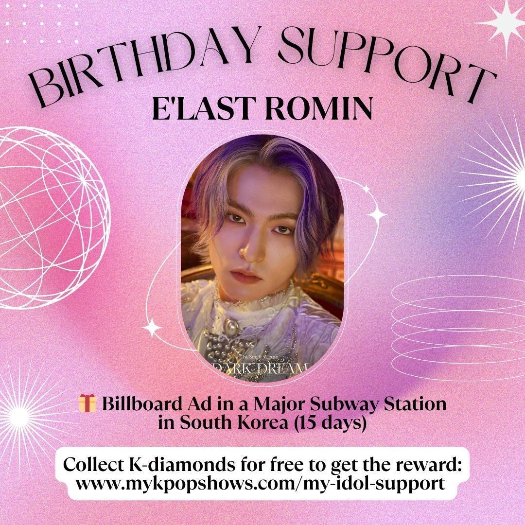 mykpopshows's tweet photo. 🎉 #ELAST #Romin Birthday Support

🎁 Subway Billboard Ad in South Korea
🎯 Collect free K-Diamonds
🔗 https://t.co/KdK7FBt53O 

#엘라스트 #로민 https://t.co/I34ntV99Bi