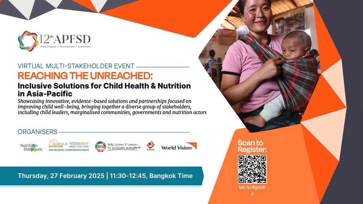 Children’s perspectives are essential in shaping a more inclusive and sustainable future. Join us for the side event on Reaching the Unreached at #APFSD2025 as we explore how to ensure no child is left behind.
✒️: worldvision.zoom.us/webinar/regist…