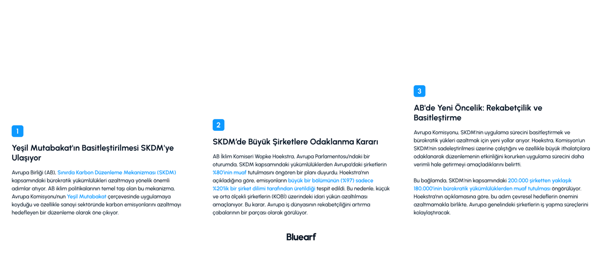 bluearf_'s tweet photo. "AB, SKDM’nı basitleştirerek şirketlerin üzerindeki bürokratik yükü azaltmayı hedefliyor. Yeni düzenleme, şirketlerin %80’ini muaf tutacak. Rekabetçilik ve çevre hedefleri dengeleniyor."
#CBAM #YeşilMutabakat #Bluearf
—-----------------------------------------------
"The EU aims to simplify the CBAM mechanism, reducing the bureaucratic burden on companies. The new regulation will exempt 80% of businesses. Balancing competitiveness and climate goals."