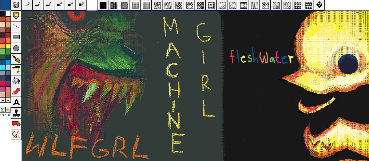 Fley0k1's tweet image. i was bored during class so I draw machine girl and flesh water albums on kidpix w my chromebook. What are your favourite tracks from these albums??
#Machinegirl #Fleshwater #kidpix
