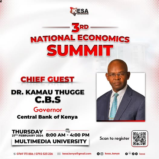 Dr. Kamau Thugge C.B.S, is the tenth Governor of the Central Bank of Kenya (CBK).
Having worked in the International Monetary Fund (IMF) in both policymaking and non-policymaking departments.

Are you ready for the Chief Guest for the 3rd National Economic Summit?