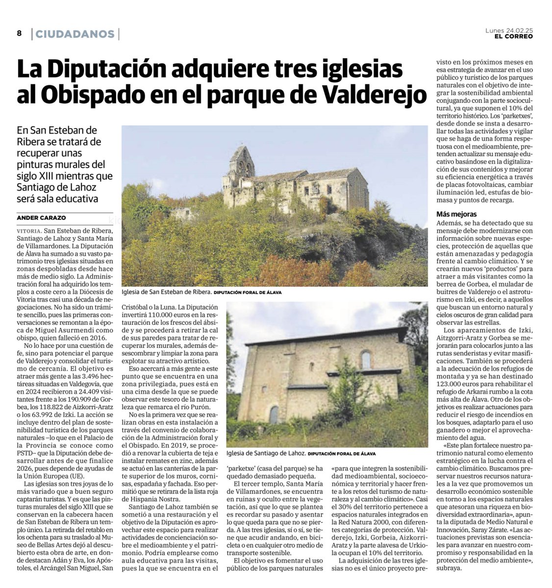 tamaricense's tweet photo. La Diputación de Álava adquiere tres iglesias al Obispado en el parque de Valderejo. https://t.co/V5p6ktRIXs