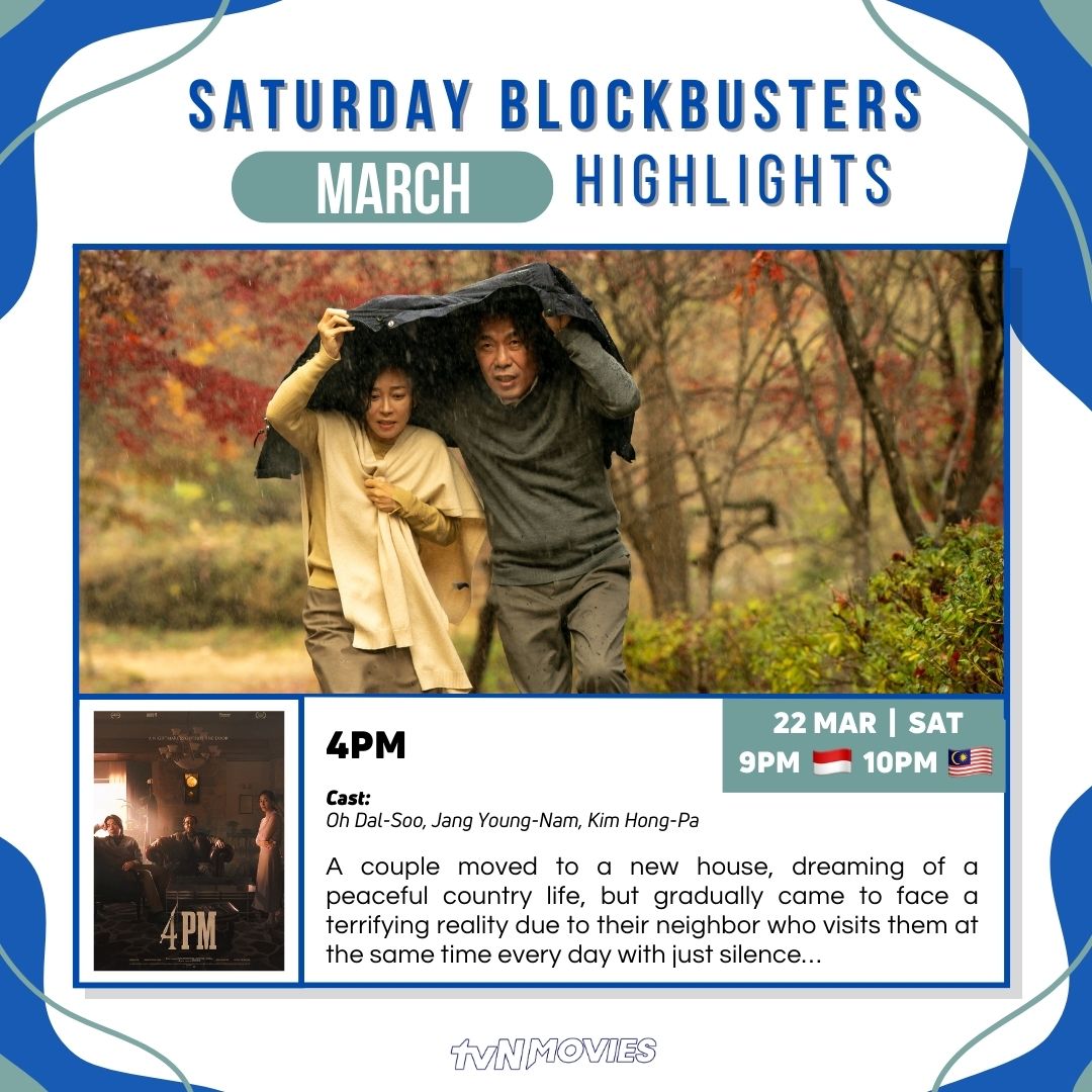 tvN_Movies's tweet photo. ๐ฎ๐ฉ #SaturdayBlockBusters March Highlights ๐ฒ๐พ
9PM ๐ฎ๐ฉ 10PM ๐ฒ๐พ
8 Mar #TheNegotaition
#HyunBin #SonYeJin
15 Mar #EnemiesInLaw
22 Mar #4pm
29 Mar #OneWin
#SongKangHo #ParkJeongMin
#tvNMovies #HomeOfKoreanBlockbusters #ํ์ #ํ๋น #์์์ง #์ํํ์๊ฒฌ๋ก #1์น #์ก๊ฐํธ #๋ฐ์ ๋ฏผ https://t.co/a0DQn0S0gW