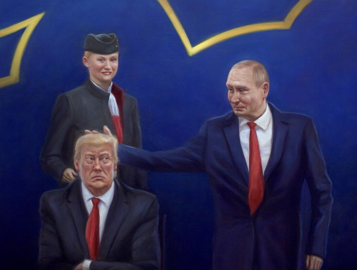 This is from 2018, ” The Untouchables ”, oil on board, 50 x 65 cm. #ukraina #ukraine #slavaukraini #stopputin #trump #war #untouchables #art #putin #oilpainting #contemporaryart #figurativepainting  #artistsonX #artistsontwitter #kajstenvall