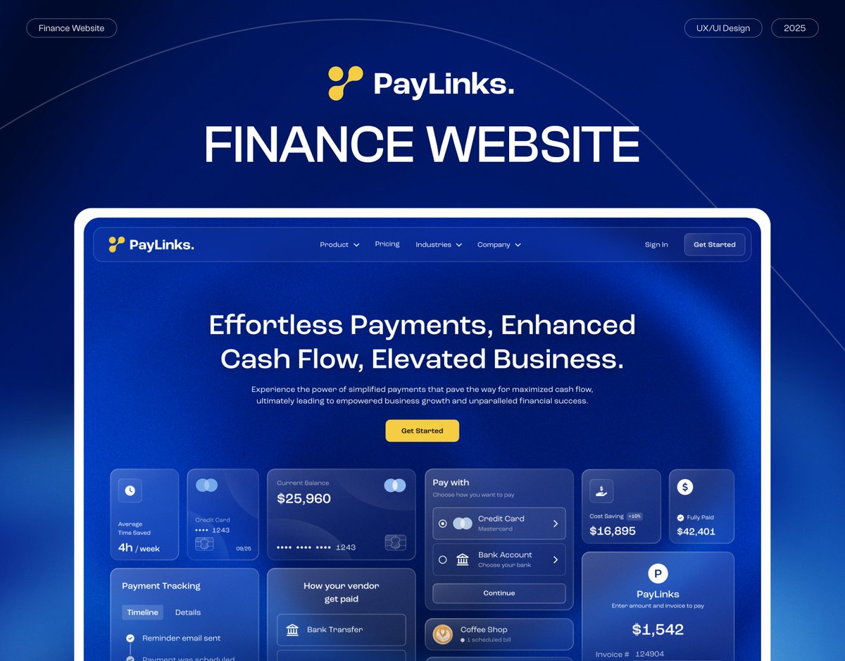 fahema_yesmin's tweet image. Check out new work on my @Behance profile: &quot;Paylinks-Finance Landing Page UI&quot; be.net/gallery/220101… 

#FinanceUI  #UIUXDesign #SaaS #SaaSLandingPage #AI #AITools #AIUXDesign #DashboardDesign #FinTechDesign #FinanceWebsite #WebDesign #LandingPageDesign #WebsiteRedesign #FinanceB