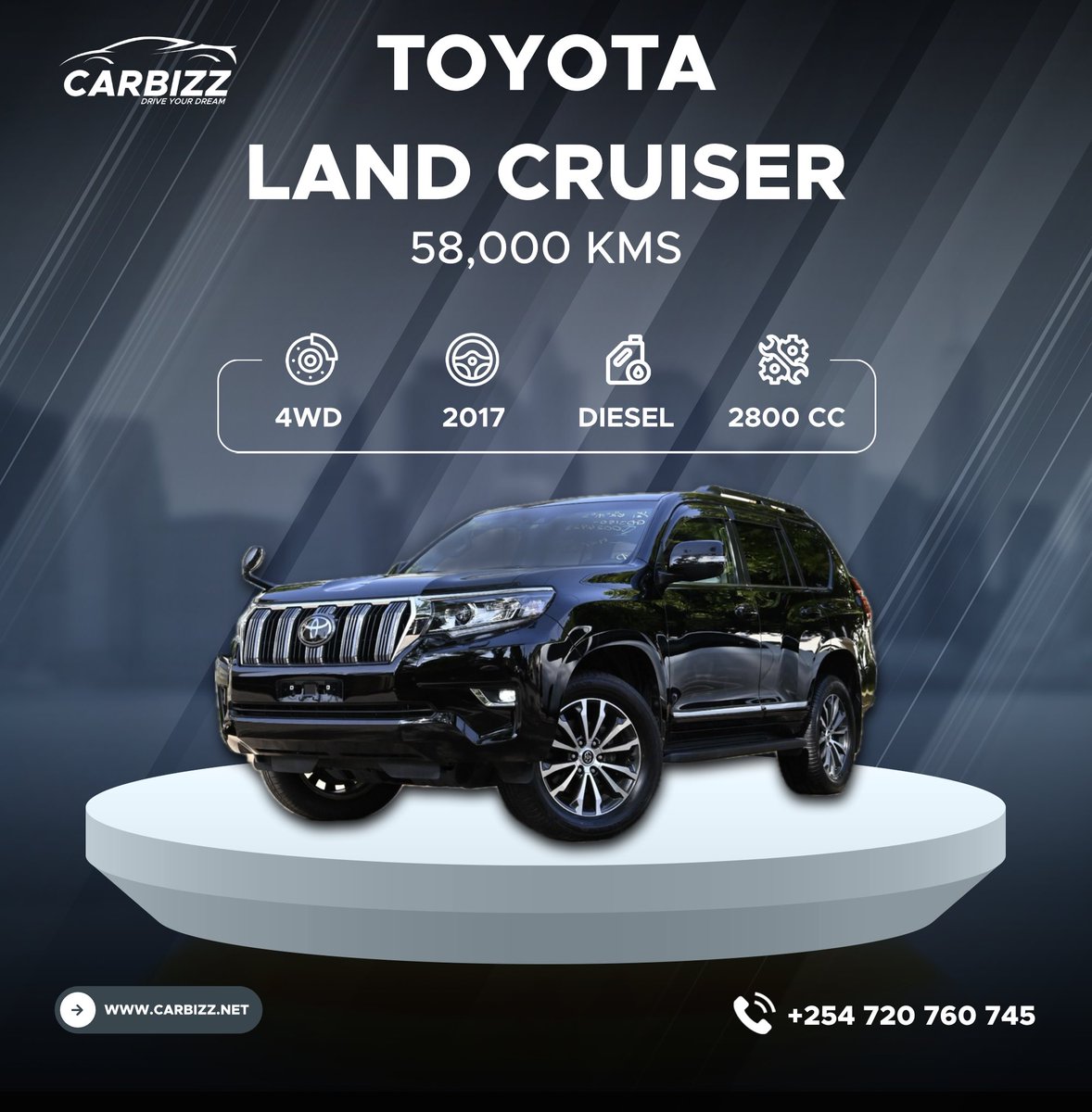 Toyota Landcruiser Prado Diesel 7-seater, fully loaded with premium features for ultimate comfort and performance. With only 58,000 kms, this powerful SUV is in excellent condition and ready for adventure.

Priced at 6,850,000 KSh, it’s a perfect blend of luxury, durability, and