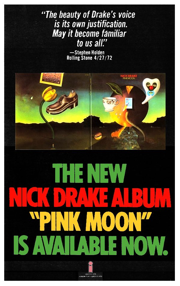 kennylanglea's tweet image. Happy Birthday to Pink Moon. Album released this day in 1972 by Nick Drake. His 3rd. It features just Drake on vocals,acoustic guitar and a brief piano riff overdubbed onto the title track. It didn’t sell at the time,but is now critically acclaimed and much loved #NickDrake
