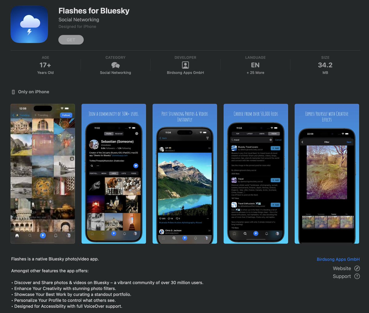 "Flashes" launched today for iOS – a photo-sharing app with an Instagram-like interface that also posts to your Bluesky timeline (32M users and counting).

So it's a perfect time to ditch both Meta and Xitter and join the rest of us on #bluesky :)