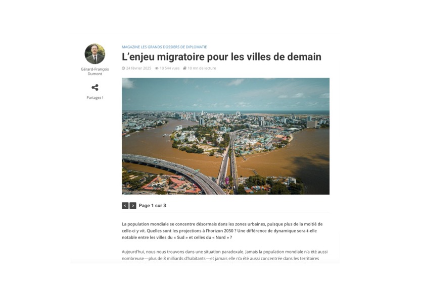 Quelle dimension #géopolitique des #migrations concernant les #villes aujourd’hui et demain ? Les réponses analytiques et #prospectives de <a href="/gfdumont/">GF Dumont</a>  dans la revue #Diplomatie. areion24.news/2025/02/24/len…