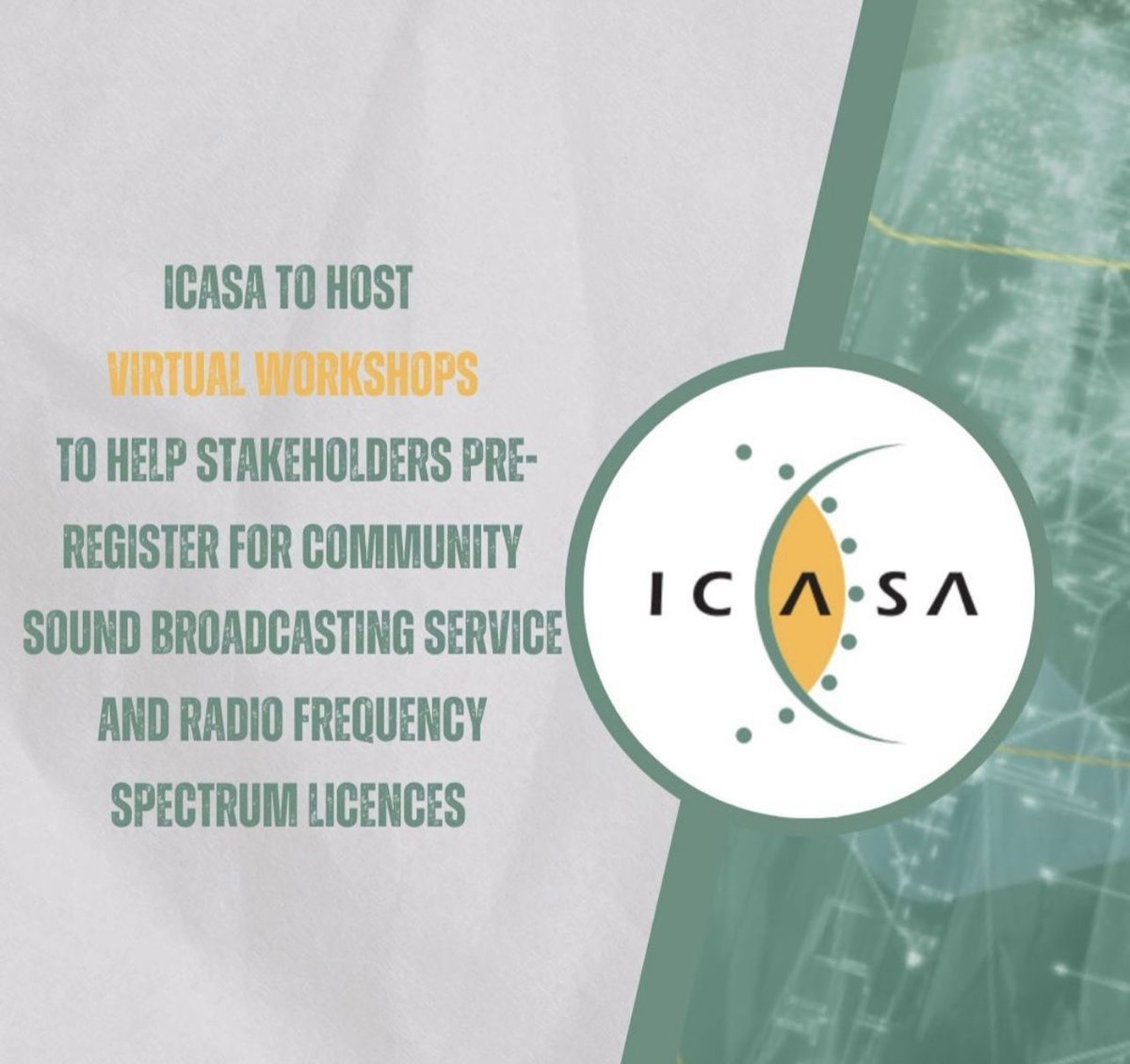 🚨 Join ICASA’s Virtual Workshop Now🚨

ICASA is hosting a 2-day workshop (25-26 Feb 2025) to guide communities on applying for CSBS &amp; RFS licences and ensure compliance with the ITP-R.

Join here:teams.microsoft.com/l/meetup-join/…

Don’t miss this chance to engage with ICASA!