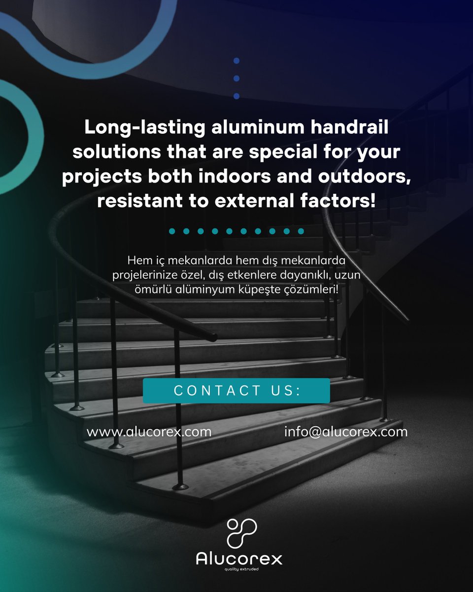 Hem iç mekanlarda hem dış mekanlarda projelerinize özel, dış etkenlere dayanıklı, uzun ömürlü alüminyum küpeşte çözümleri!

Bizimle iletişime geçin:
🌐alucorex.com
📧info@alucorex.com

#handrail #production #durability #design #fabrika #profile #factory #alüminyum