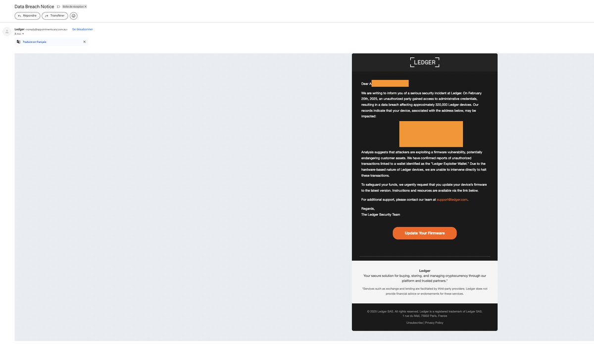 Axel Roffi (@axel_roffi) on Twitter photo As my data was in the <a href="/ledger/">Ledger</a> leak in 2018, 7 years after & with the <a href="/bybit/">Bitflex.com</a> hack I still receive fake emails with my personal data. Good for me, I got my ledger delivered at my office and not home. I got so many calls, I had to change mobile phone. Security is serious !! As my data was in the <a href="/ledger/">Ledger</a> leak in 2018, 7 years after & with the <a href="/bybit/">Bitflex.com</a> hack I still receive fake emails with my personal data. Good for me, I got my ledger delivered at my office and not home. I got so many calls, I had to change mobile phone. Security is serious !!