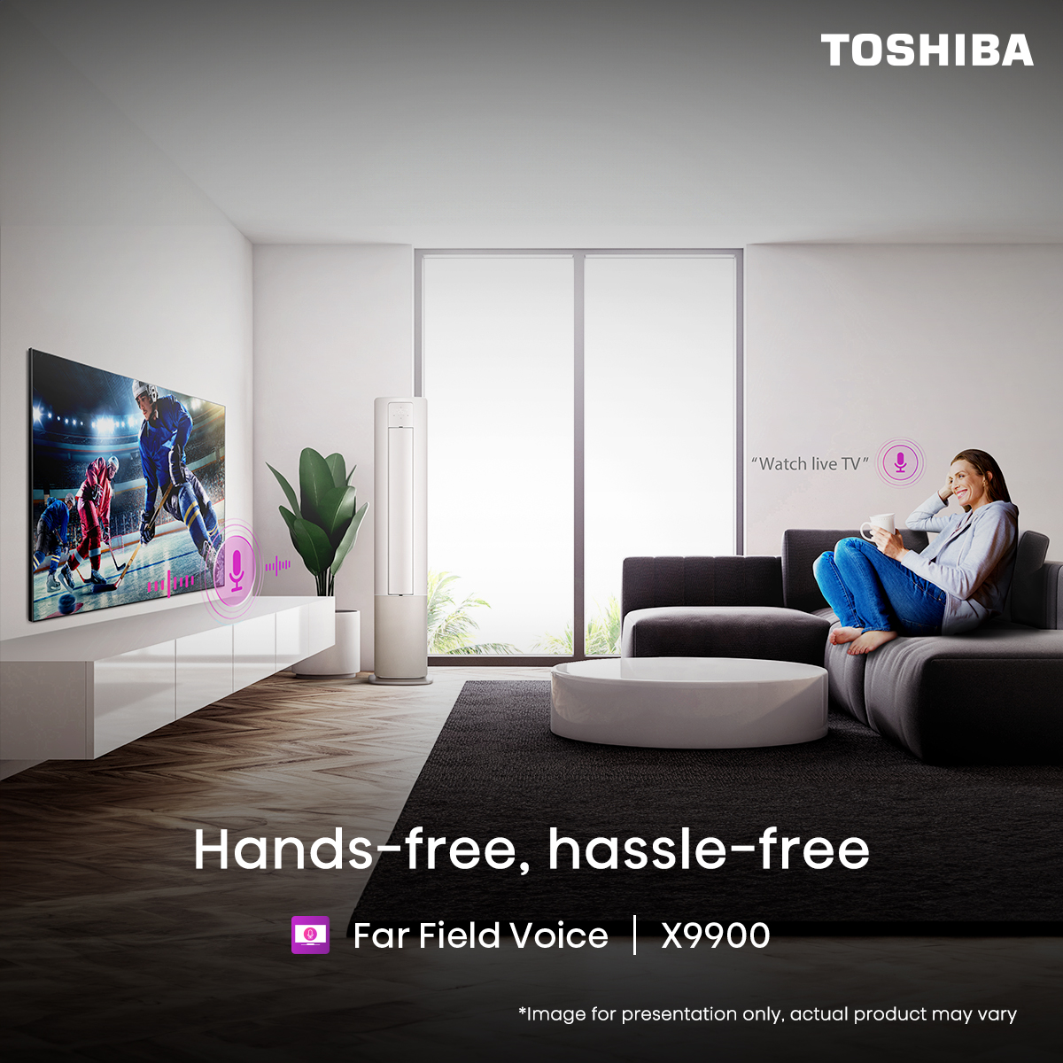 Hands full? No worries. The #ToshibaTV Far Field Voice Control lets you do anything with just your voice. What's the first command you'd try?