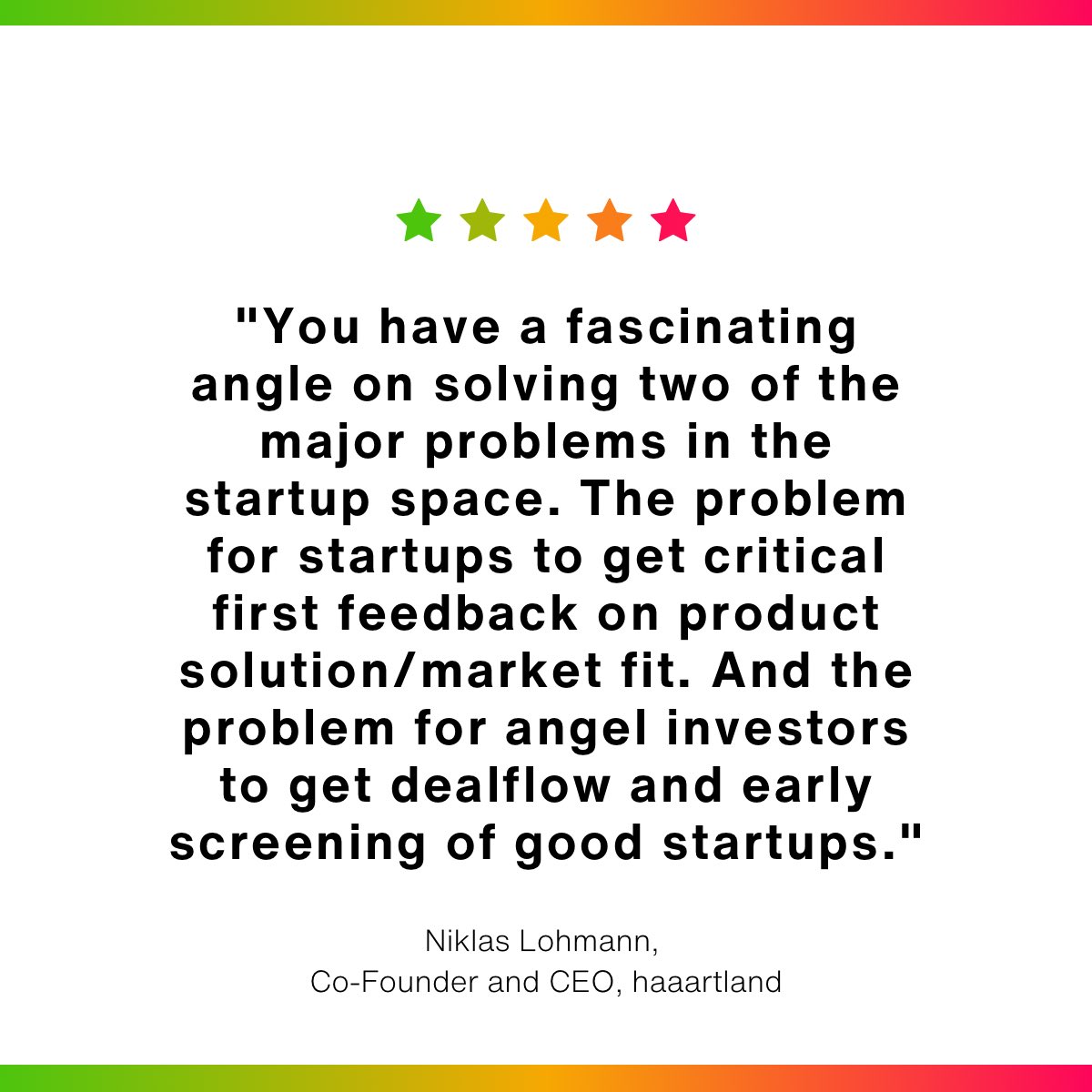 🚀Early feedback ensures market fit and investor confidence. Here’s what Niklas Lohman, serial entrepreneur &amp; angel investor, says about EarlyUp.
Join EarlyUp to validate your idea and get early support!
#StartupSuccess #IdeaValidation #InvestorNetwork #EarlyAdopters #EarlyUp
