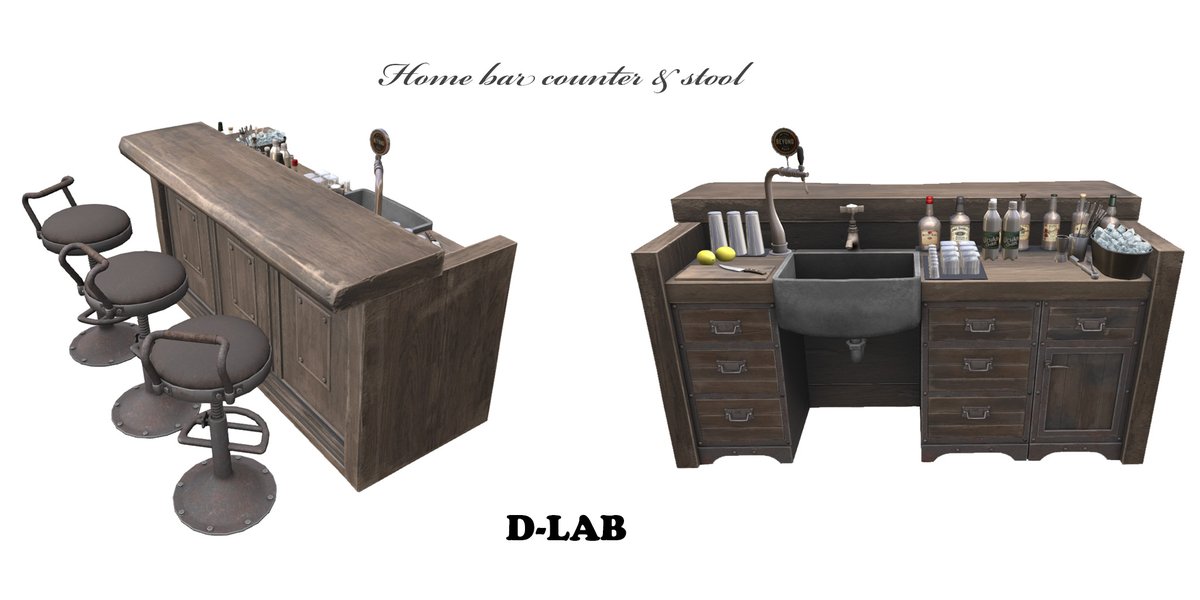 D-LAB Home bar counter &amp; stool For UBER maps.secondlife.com/secondlife/Ube…………… #SecondLife #Sl #ad