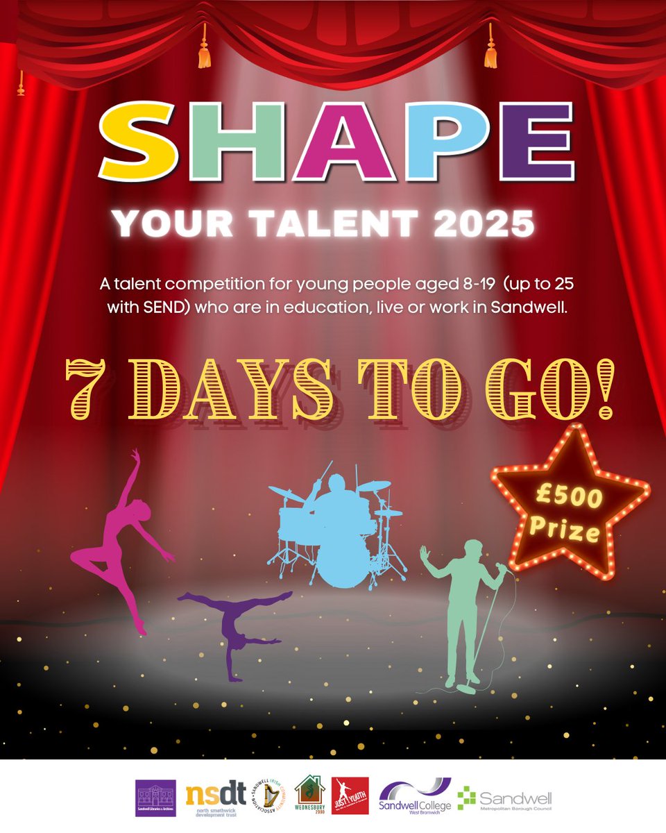 The Countdown has begun! APPLY now!!! justyouth.org.uk/syt-info/ #Syt2025 #SandwellTalentShow #SHAPE #SHAPEis10 #EveryChildsVoiceMatters