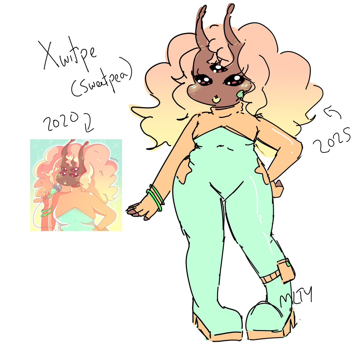 A redesign of an OC! She’s an alien popstar 🎶 #alienof #alien #originalcharacter #SADGO #redraw