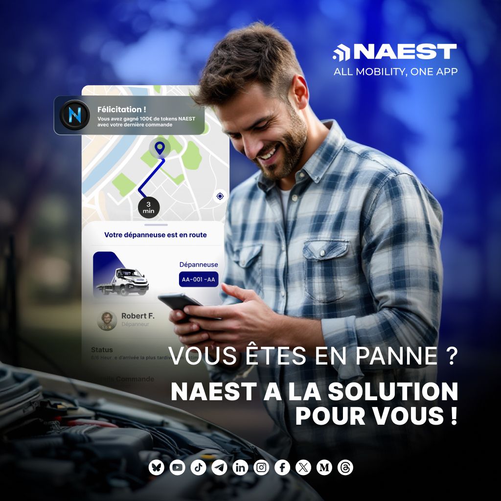 💠  Vous êtes en panne ? Besoin d’un remorquage ou simplement d’un dépannage ?

#NAEST a la solution pour vous !

Bientôt, l’application NAEST sera disponible sur tous vos appareils, que ce soit sur App Store ou Google Play Store.📱

Vous pourrez la télécharger et, en seulement 3