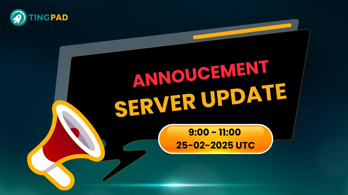 TingPadCrypto's tweet photo. System Maintenance Notice

Dear Tingpad Customer,

We would like to inform you that the system will undergo maintenance for a server update.

⏰Time: 9:00 - 11:00 25-02-2025 (UTC)

 After the maintenance process, the system will return to normal operation.

Sincerely thank! https://t.co/wudeB04eIj