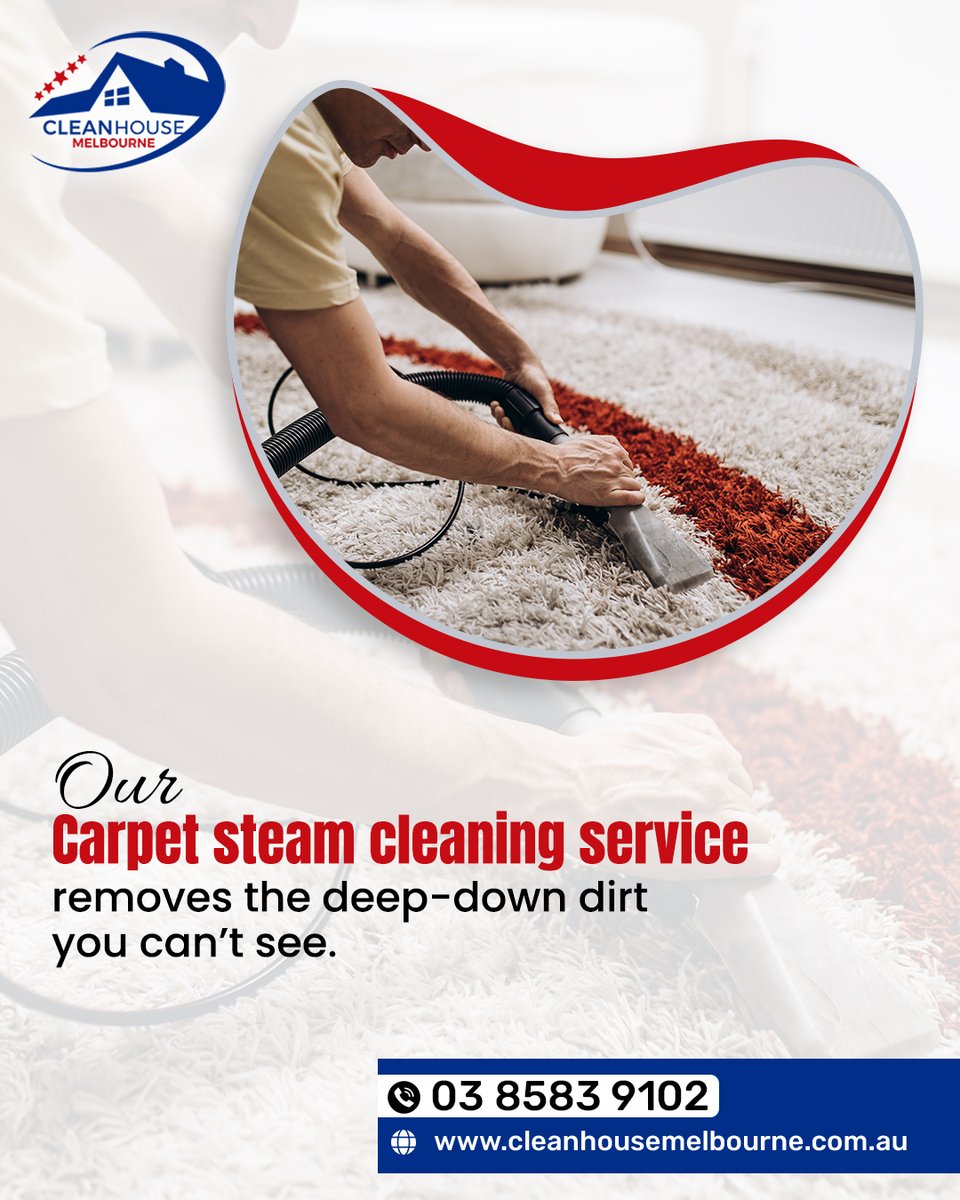 cleanhousemelb's tweet photo. Our carpet steam cleaning service removes the deep-down dirt you can’t see.
📞 Call: 03 8583 9102
📧 Email: info@cleanhousemelbourne.com.au
🌐 Visit: https://t.co/t1XItWb9c9
.
.
#DustFreeHome #CarpetSteamCleaning #CleanHouseMelbourne #HealthyLiving #FreshCarpets https://t.co/juGuMTxI8Z
