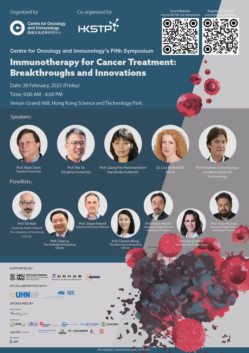 Ready for a day of groundbreaking discussions at our Immunotherapy Symposium for Cancer Treatment? #immunotherapy #CancerTreatment #CentreForOncologyAndImmunology #COI #innoHK